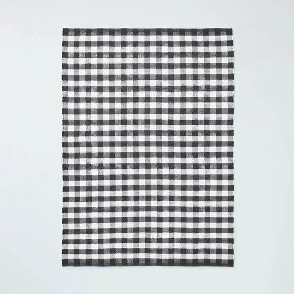 Hearth & Hand Magnolia 5'x7' Textured Gingham Indoor Outdoor Accent Rug Dk Gray